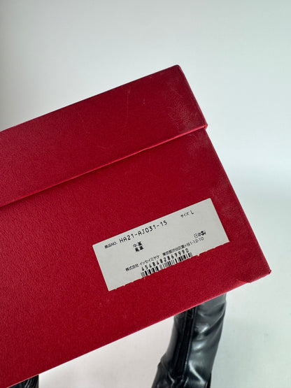 Vintage Issey Miyake Open Black Leather Boots Black