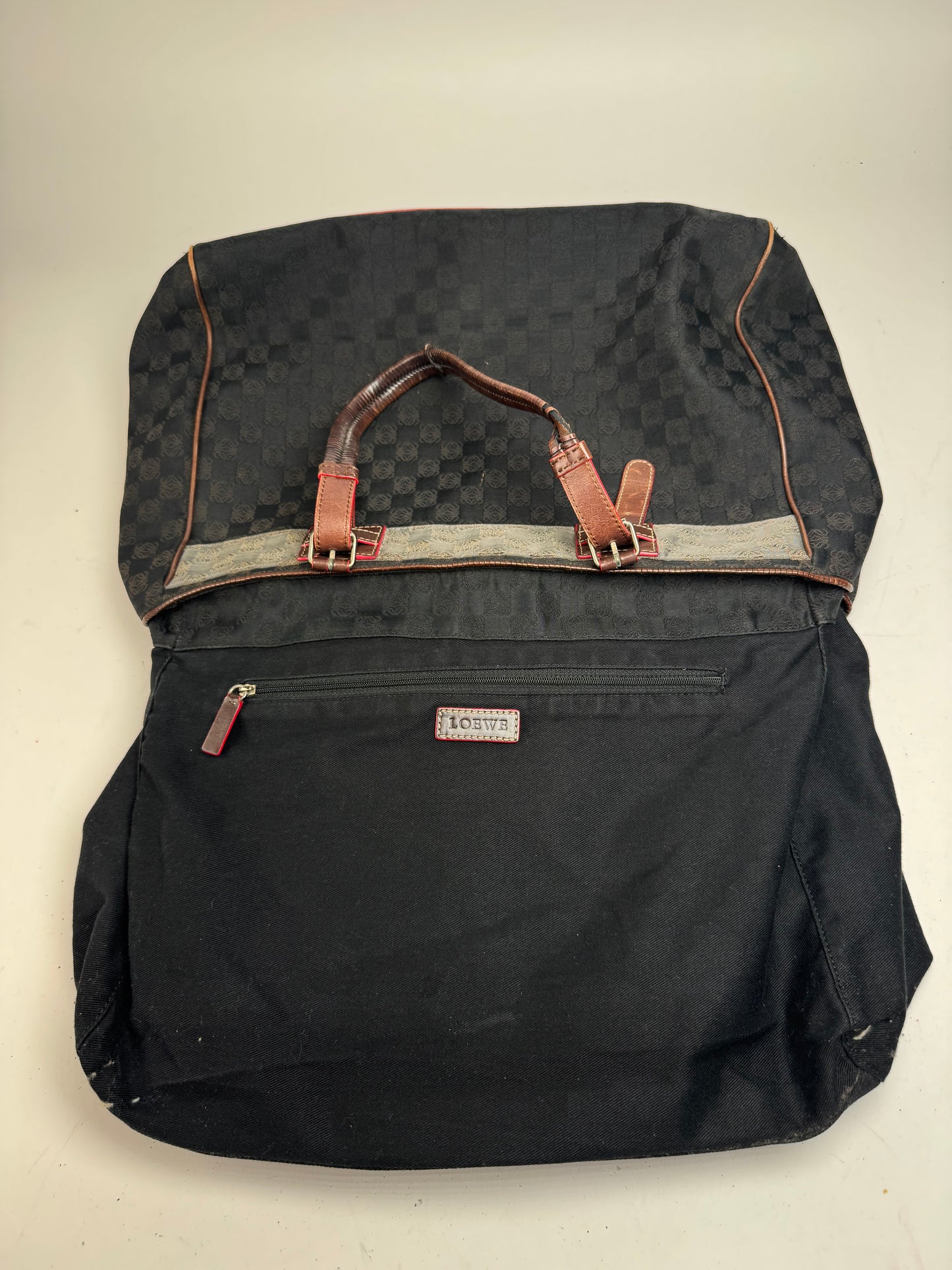 Vintage Loewe Monogram Tote Bag Black Brown