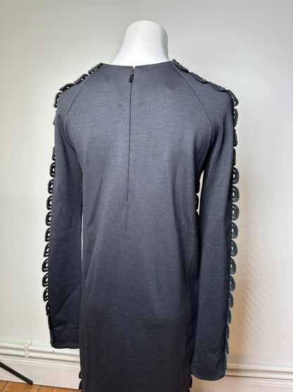 Vintage Chloé Cotton Knit Dress with Lace Trim Black XS