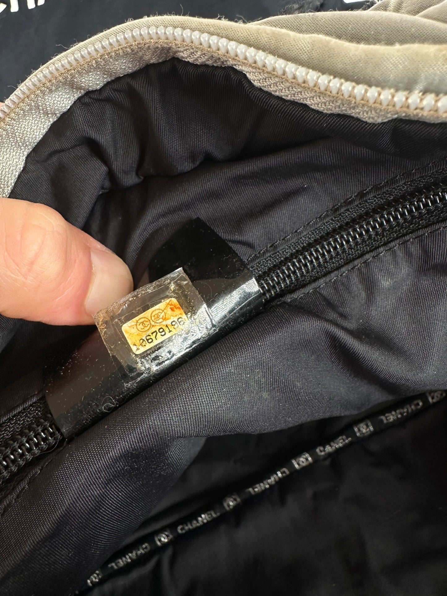 Vintage Chanel Polyester Duffel Bag Silver Black