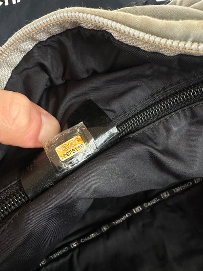 Vintage Chanel Polyester Duffel Bag Silver Black