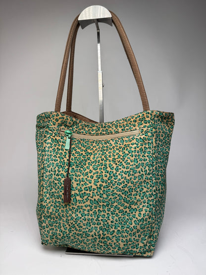 Vintage Bottega Veneta Reversible Canvas Polyester Shopper Brown / Leopard Green beige