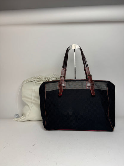 Vintage Loewe Monogram Tote Bag Black Brown