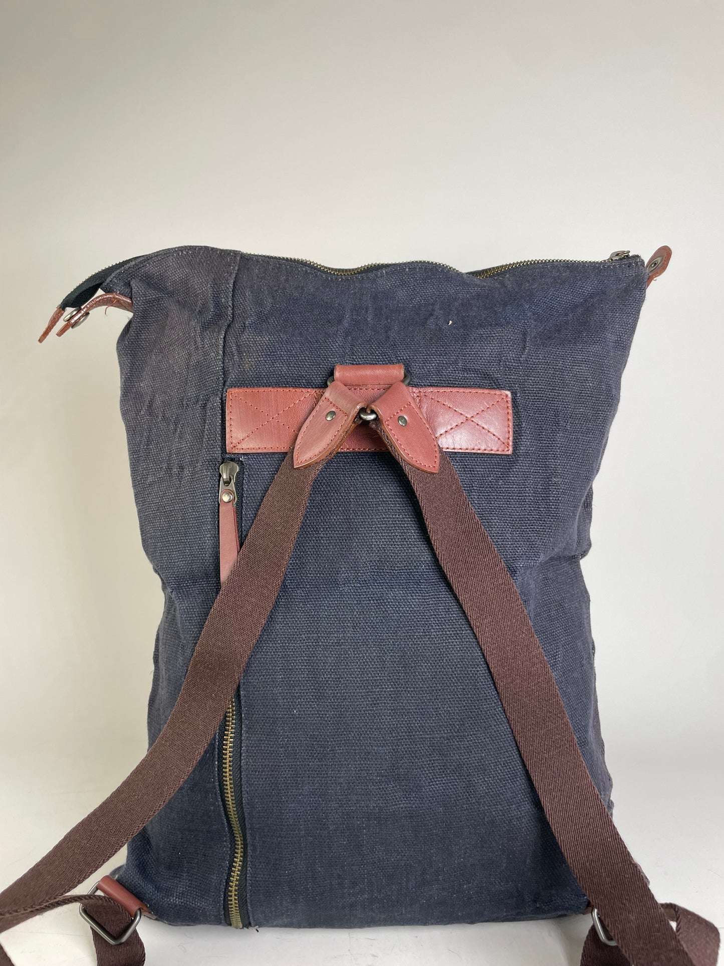 Vintage Issey Miyake Canvas Backpack Navy Brown