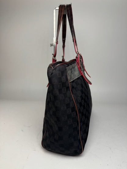 Vintage Loewe Monogram Tote Bag Black Brown