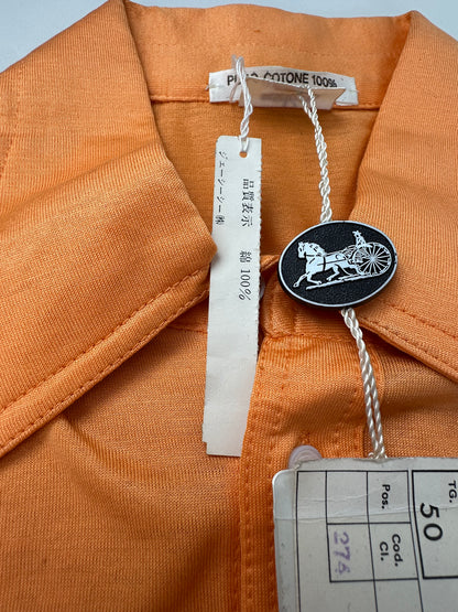 Vintage Celine Cotton Shirt Orange Silver Buttons M