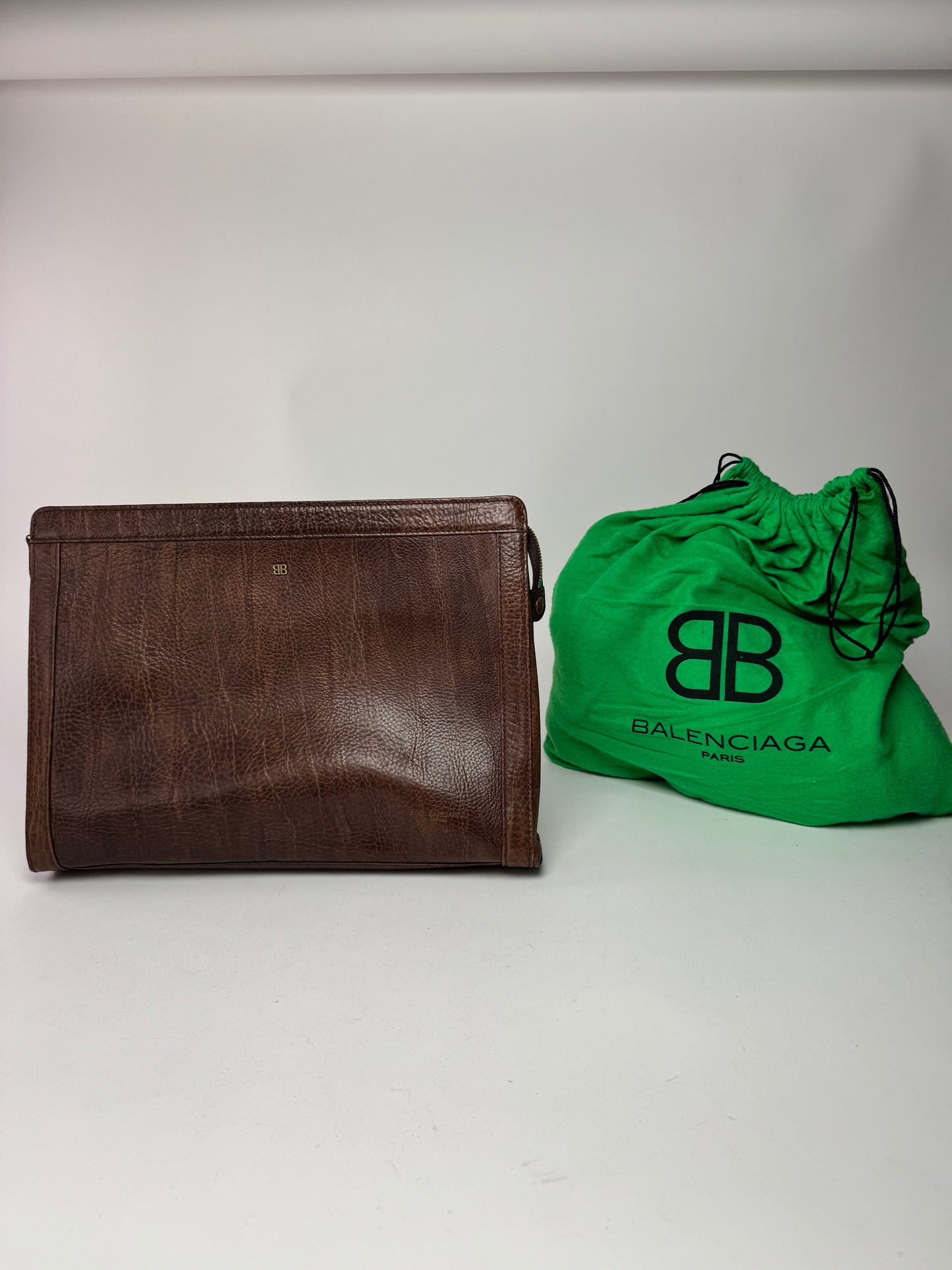 Pochette Balenciaga vintage en cuir marron