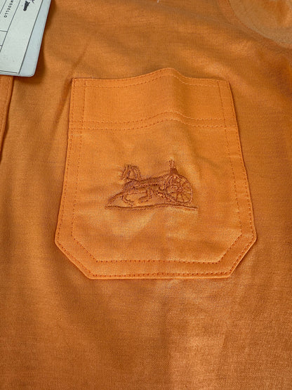 Vintage Celine Cotton Shirt Orange Silver Buttons M