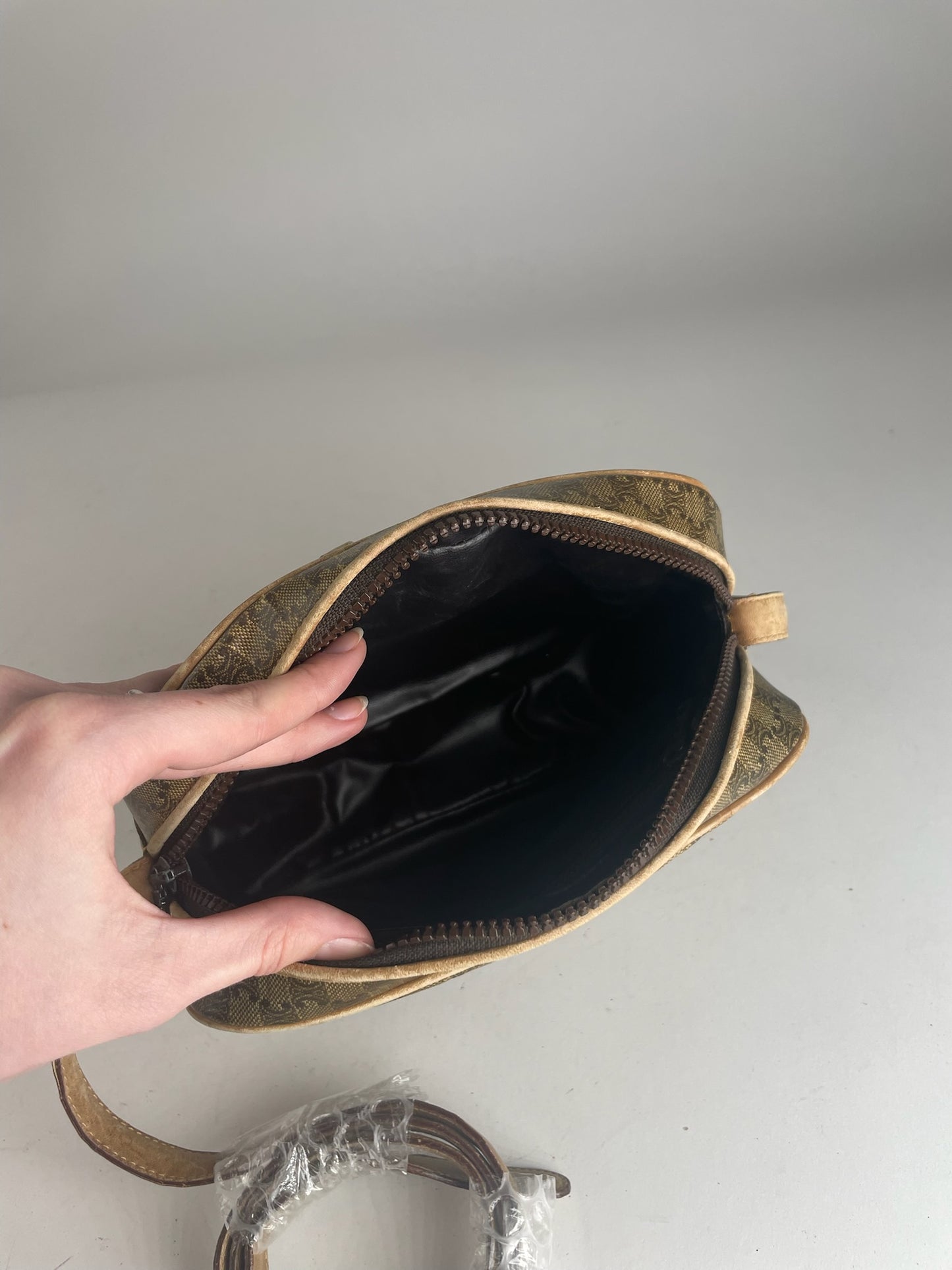 Vintage Celine Paris Triomphe Leather Monogram Bag