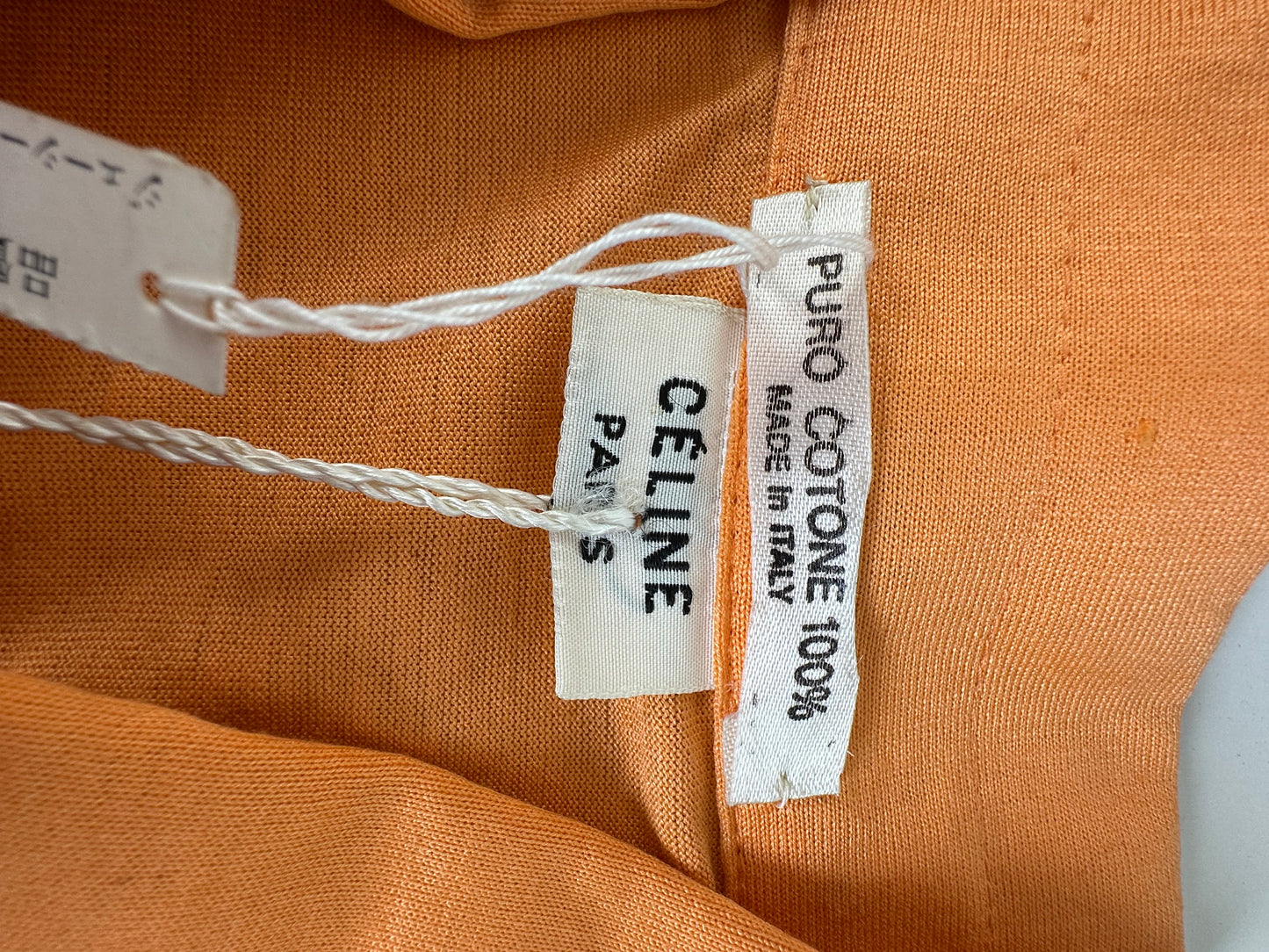 Vintage Celine Cotton Shirt Orange Silver Buttons M