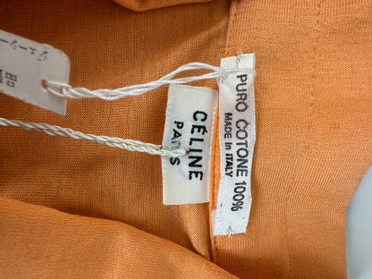 Vintage Celine Cotton Shirt Orange Silver Buttons M