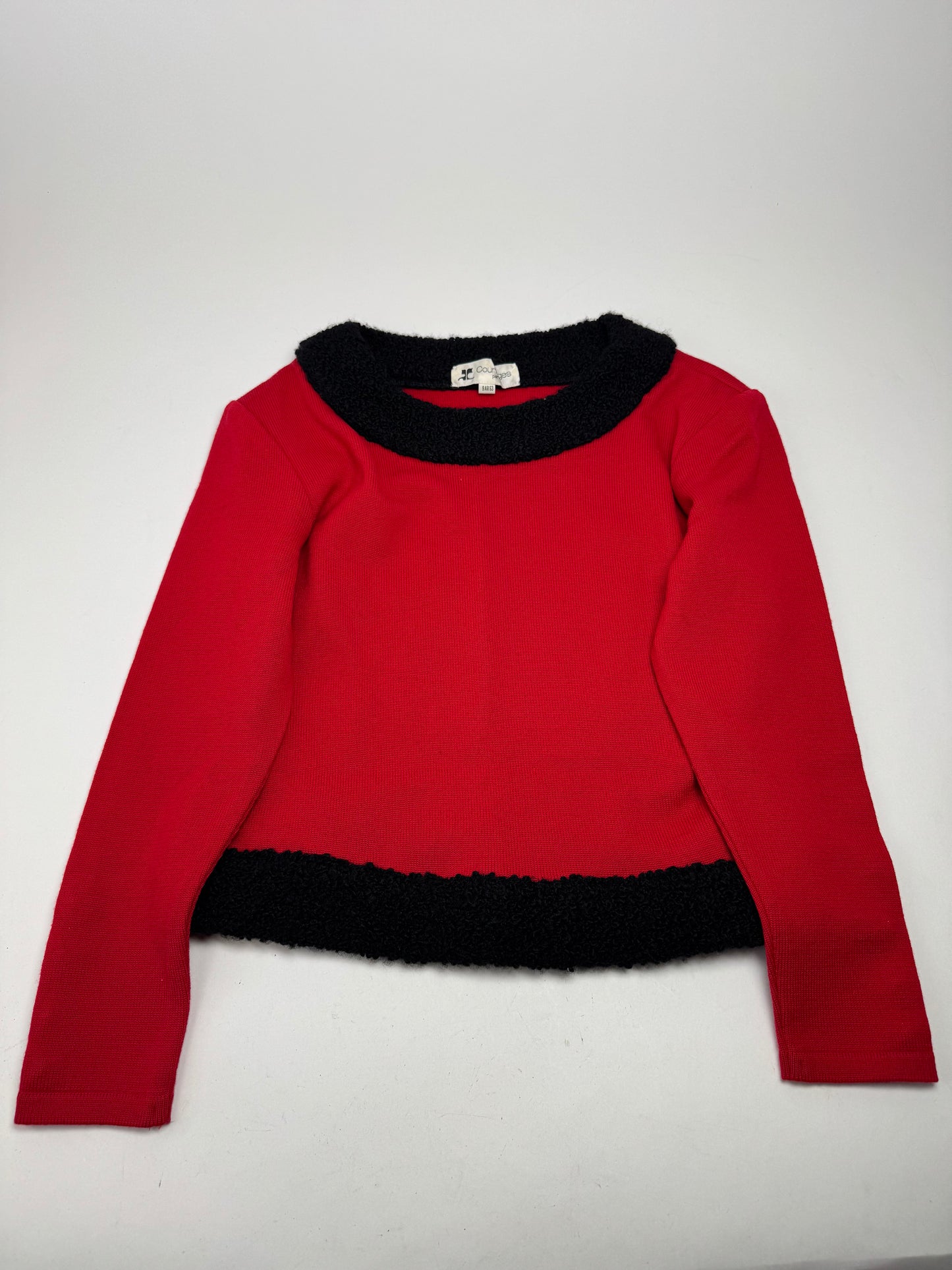 Vintage Courreges Wool Sweater Red Black M