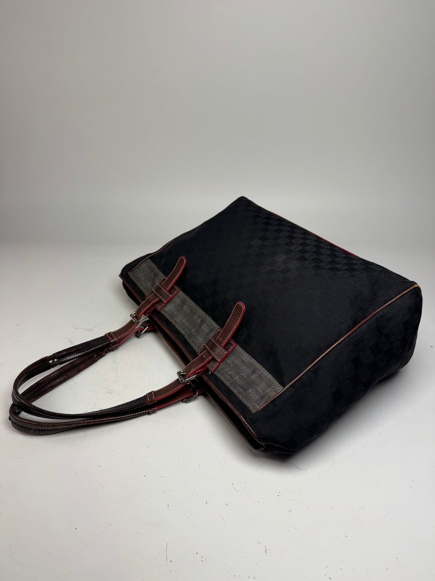 Vintage Loewe Monogram Tote Bag Black Brown