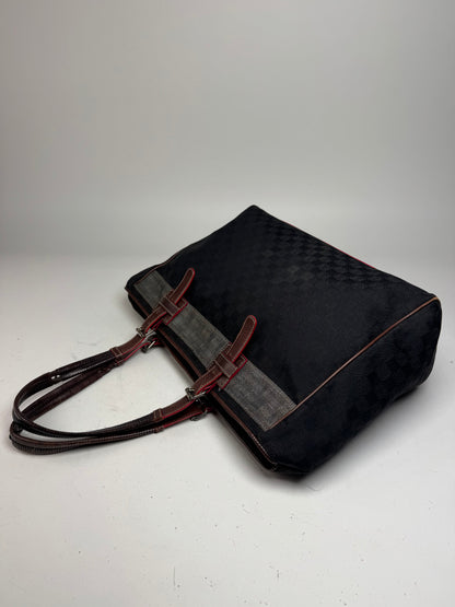 Vintage Loewe Monogram Tote Bag Black Brown