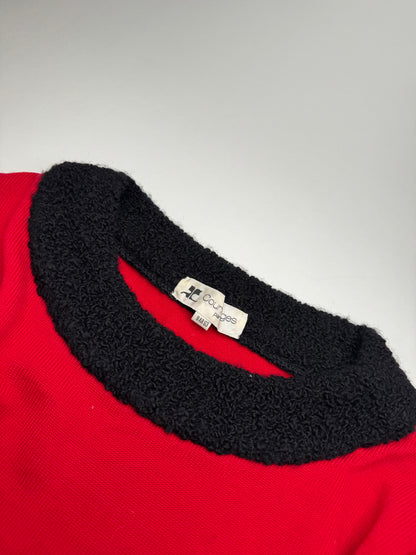 Vintage Courreges Wool Sweater Red Black M