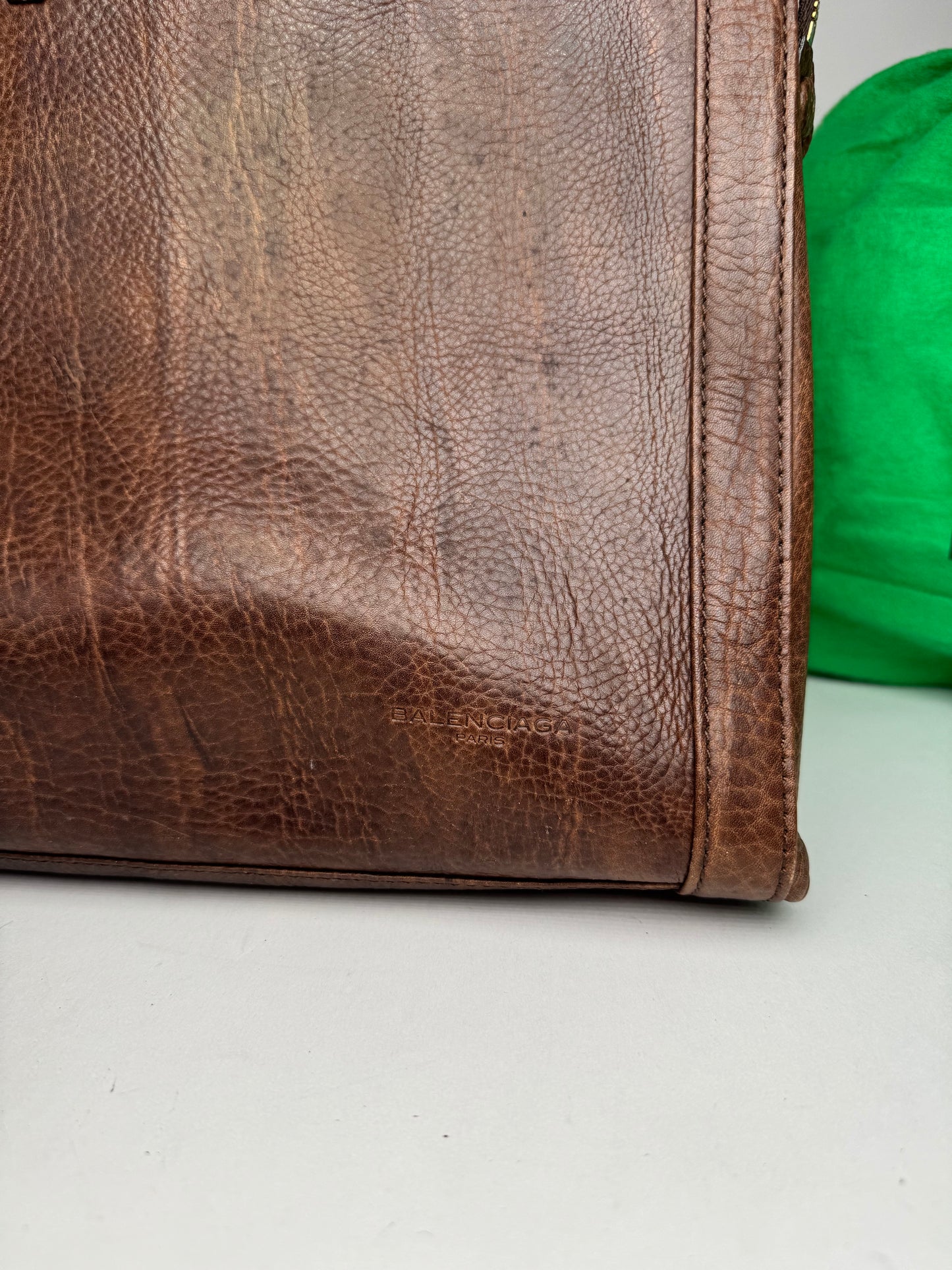 Pochette Balenciaga vintage en cuir marron