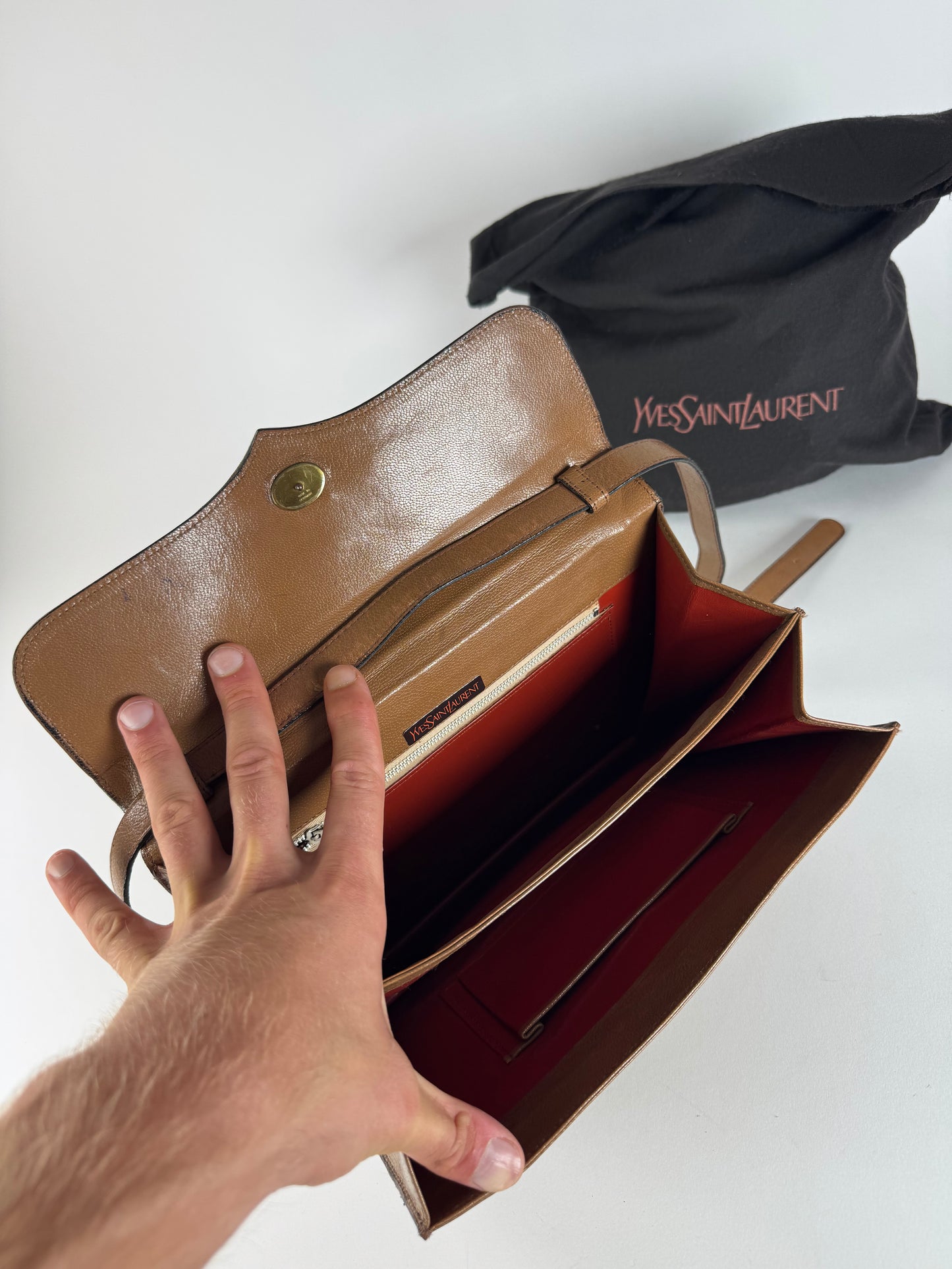 Vintage Yves Saint Laurent Leather snake bag brown