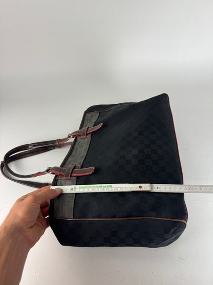 Vintage Loewe Monogram Tote Bag Black Brown