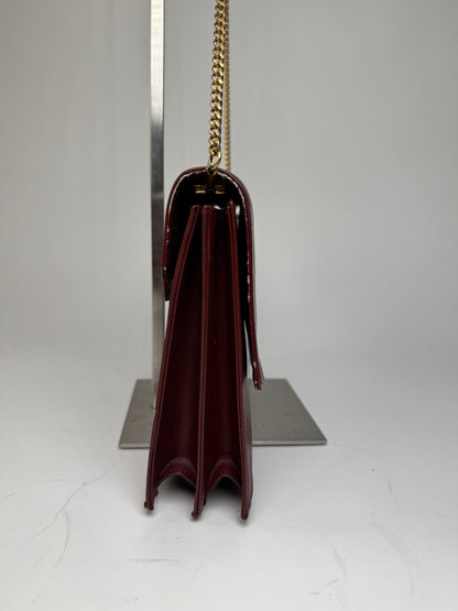 Vintage Cartier Leather Shoulder Bag Burgundy