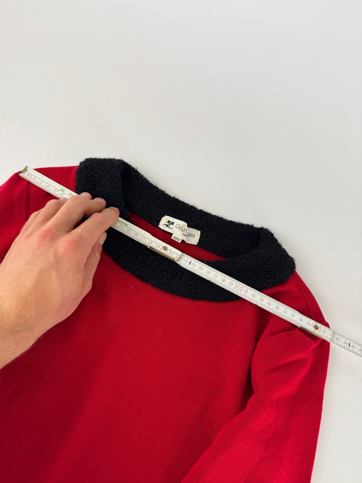 Vintage Courreges Wool Sweater Red Black M