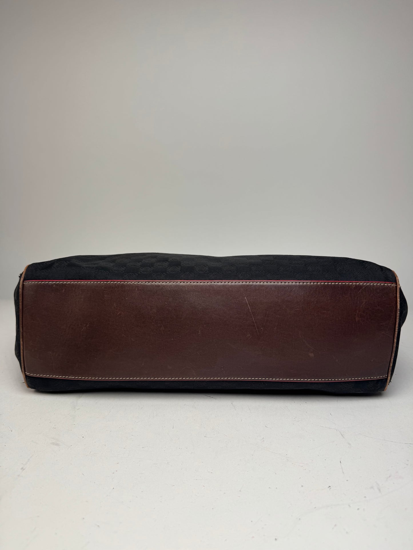 Vintage Loewe Monogram Tote Bag Black Brown