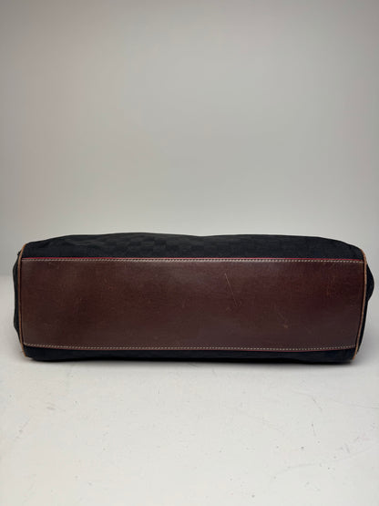 Vintage Loewe Monogram Tote Bag Black Brown