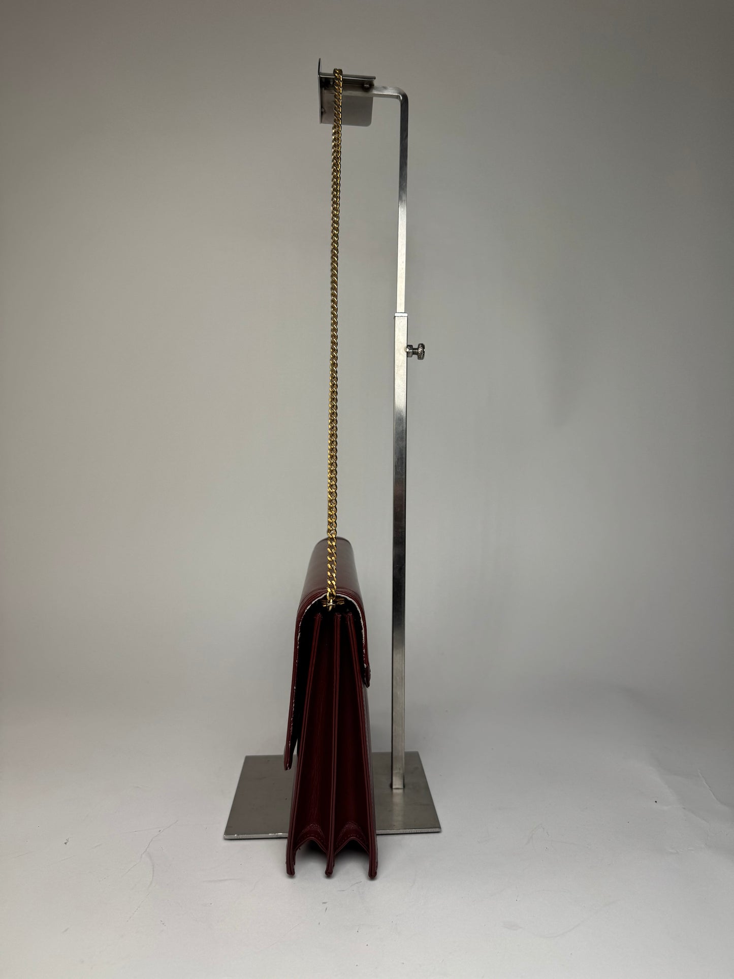 Vintage Cartier Leather Shoulder Bag Burgundy