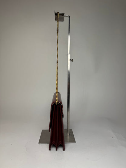 Vintage Cartier Leather Shoulder Bag Burgundy