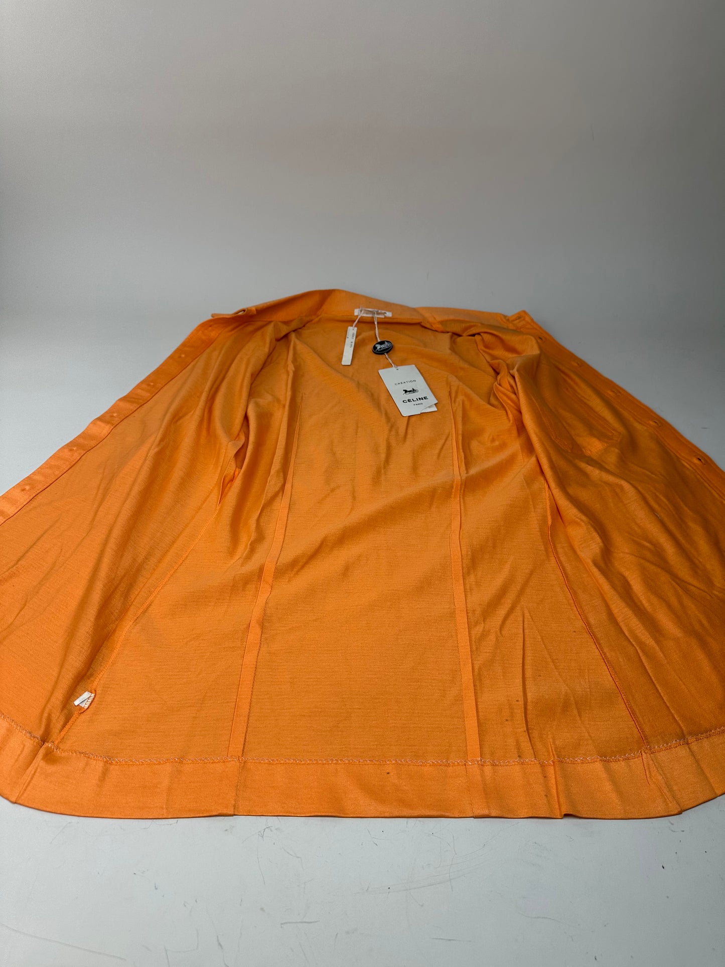 Vintage Celine Cotton Shirt Orange Silver Buttons M