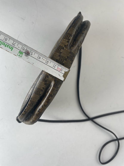 Vintage Celine Triomphe Crossbody leather Bag brown Green