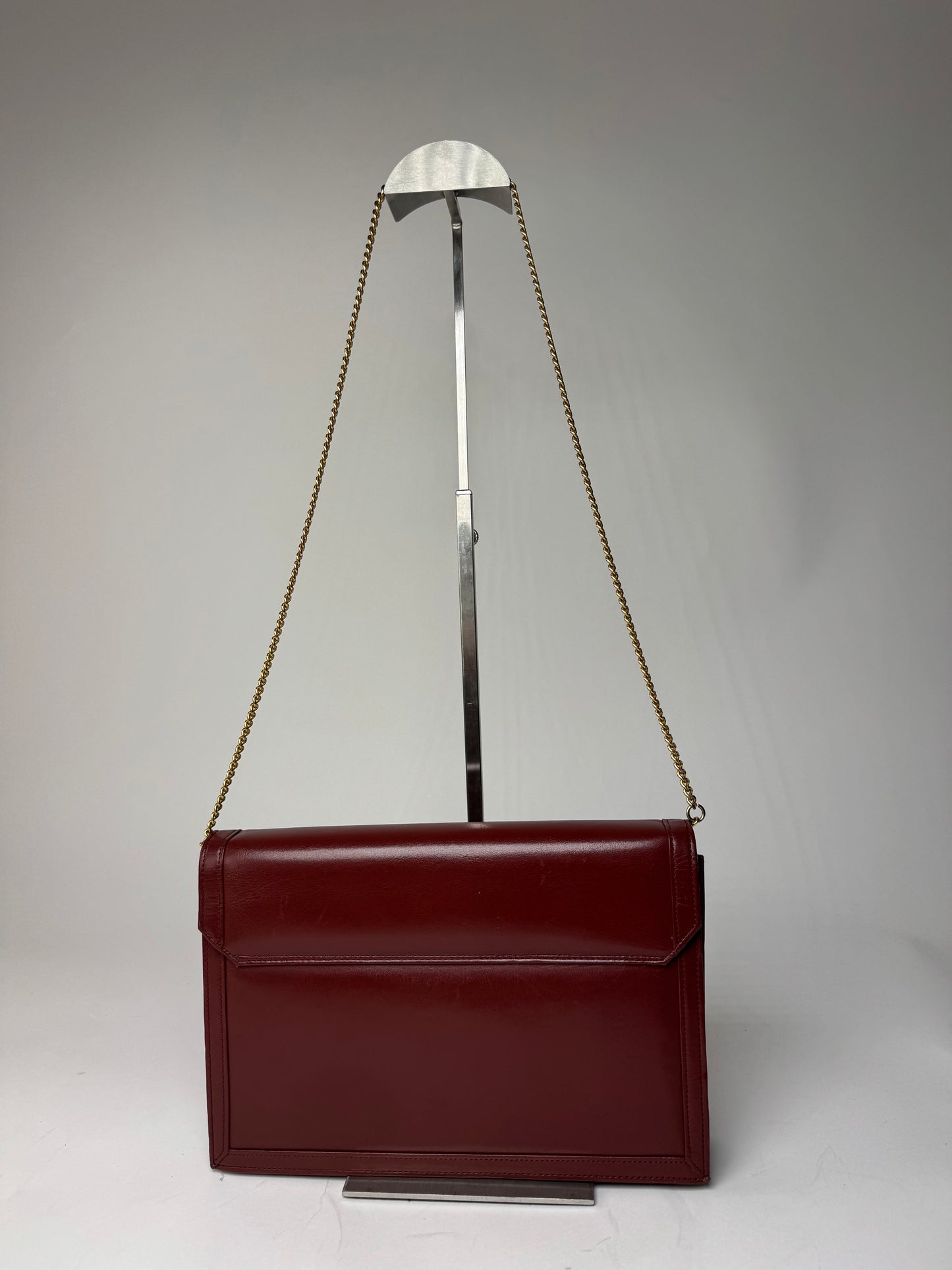 Vintage Cartier Leather Shoulder Bag Burgundy