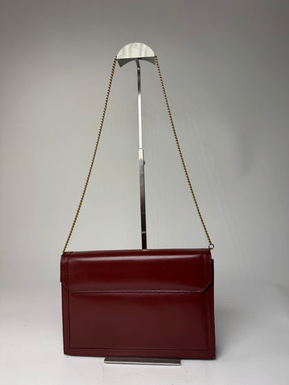 Vintage Cartier Leather Shoulder Bag Burgundy