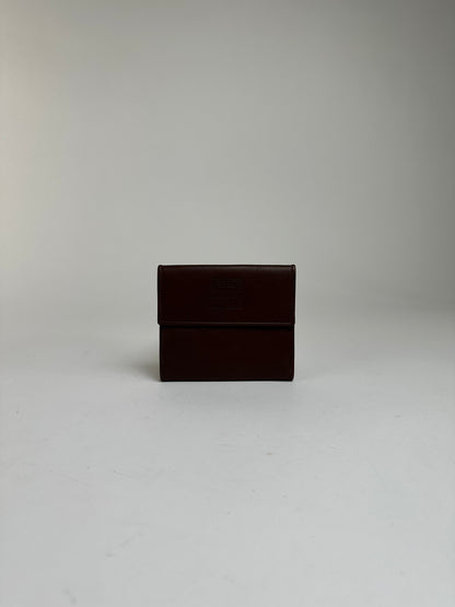 Vintage Givenchy Grained Leather Bifold Wallet Late 1990s Dark Brown