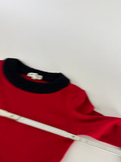 Vintage Courreges Wool Sweater Red Black M