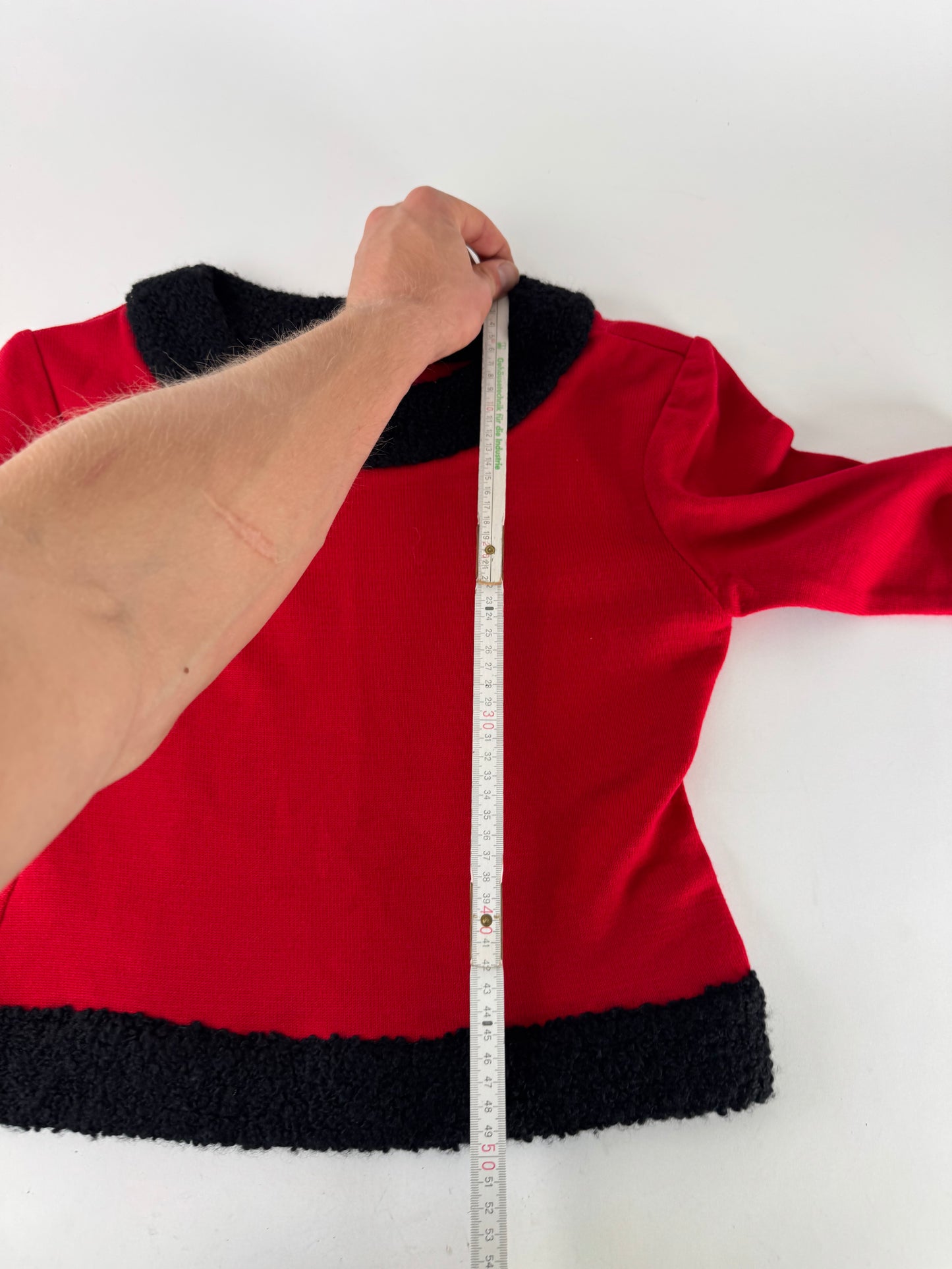 Vintage Courreges Wool Sweater Red Black M