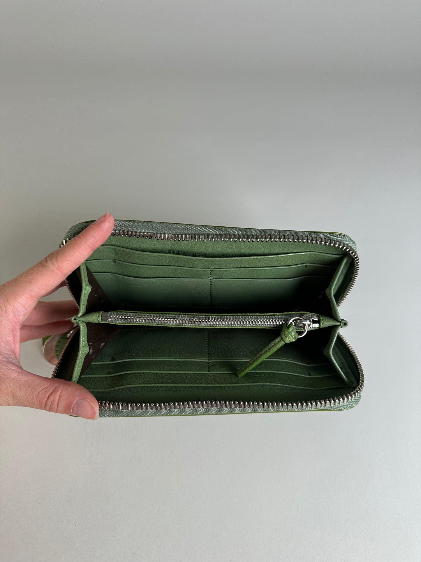 Vintage Chloe Patent Leather Wallet Green Silver