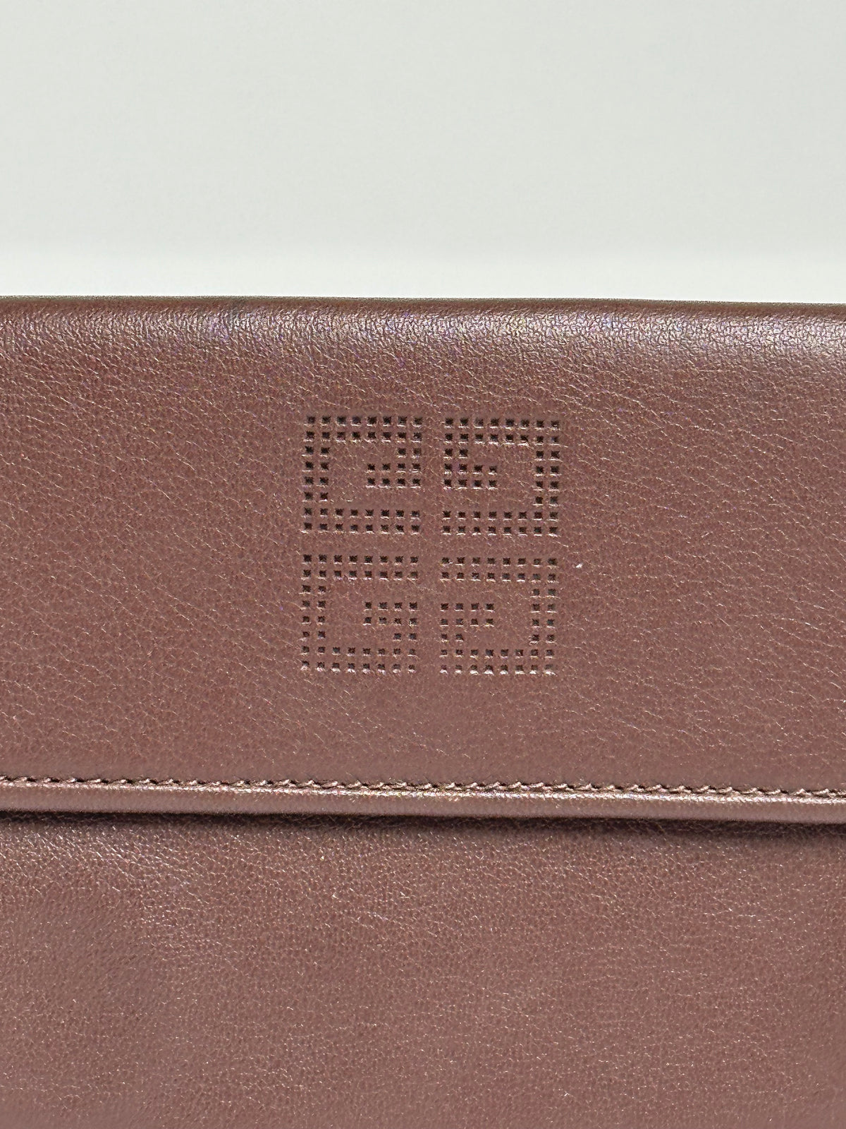 Vintage Givenchy Grained Leather Bifold Wallet Late 1990s Dark Brown