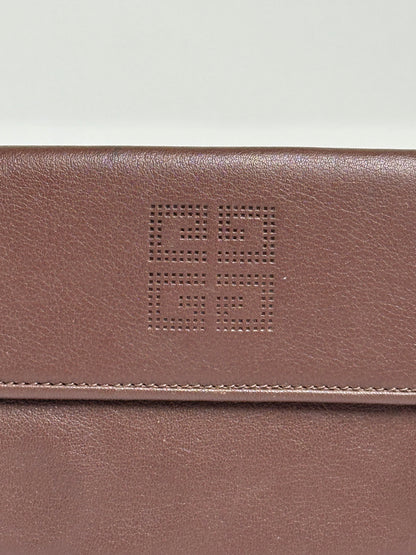 Vintage Givenchy Grained Leather Bifold Wallet Late 1990s Dark Brown