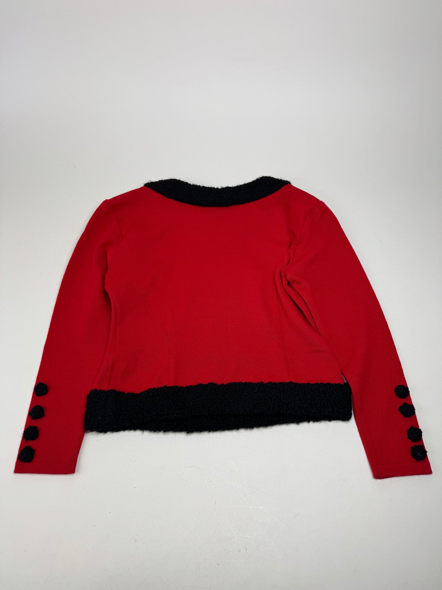 Vintage Courreges Wool Sweater Red Black M