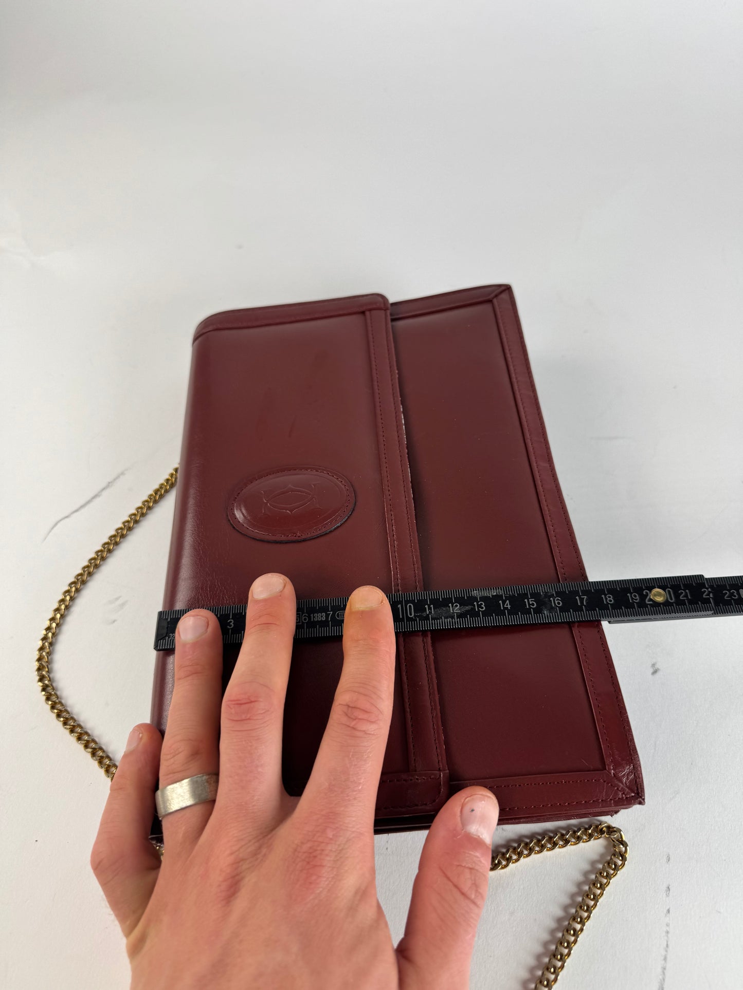 Vintage Cartier Leather Shoulder Bag Burgundy