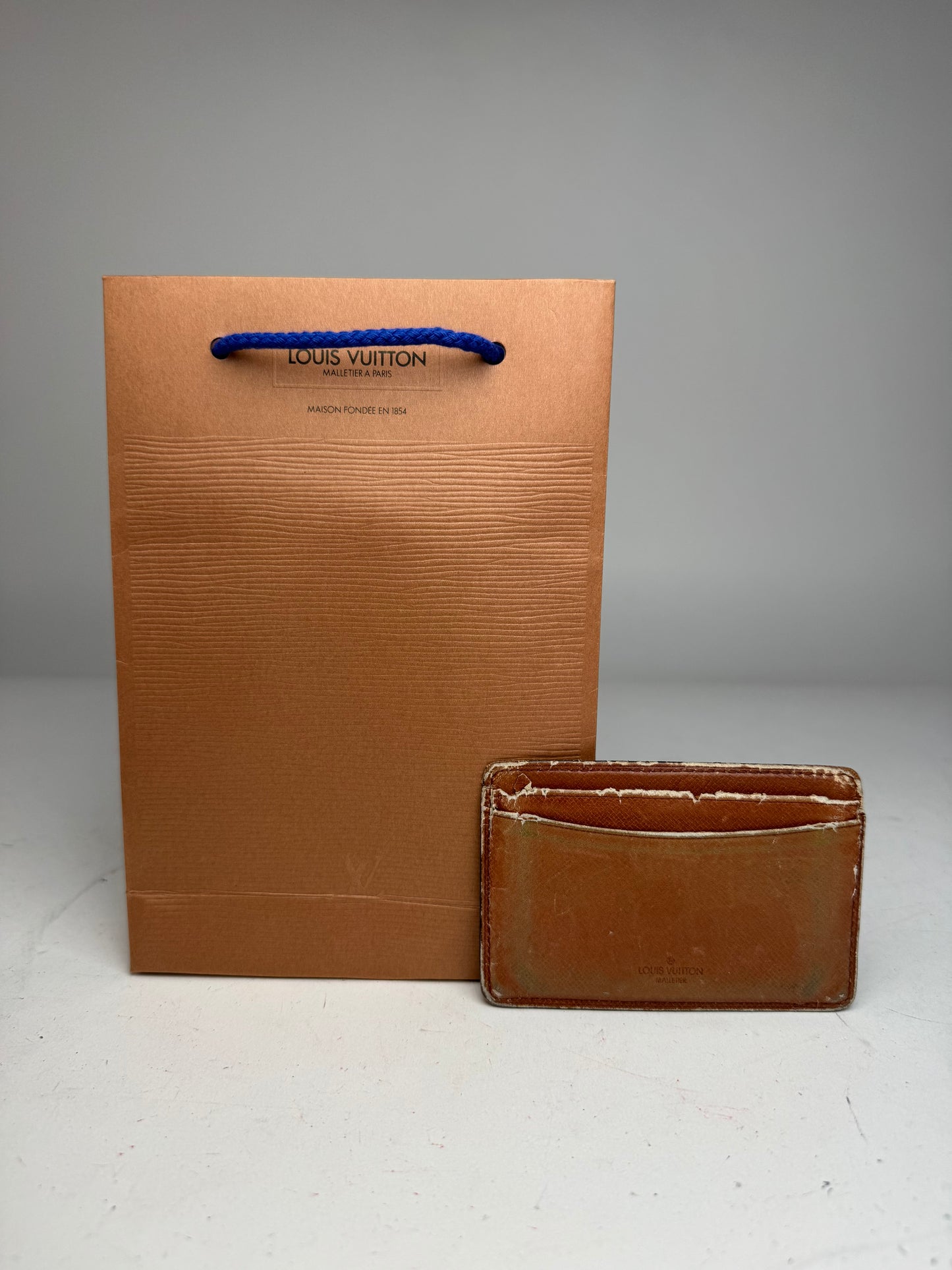 Vintage Louis Vuitton Monogram Leather Card Holder Brown