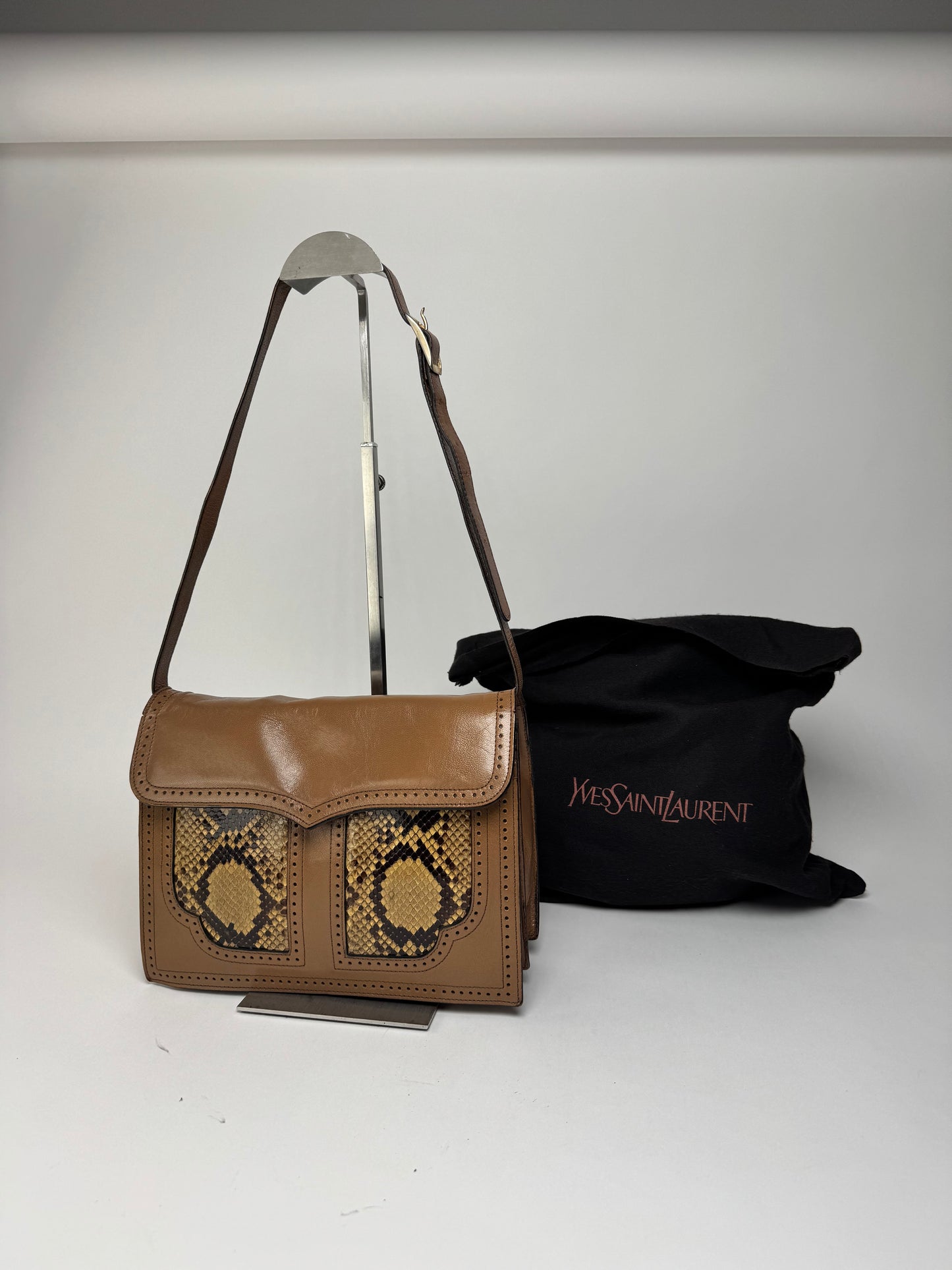 Vintage Yves Saint Laurent Leather snake bag brown