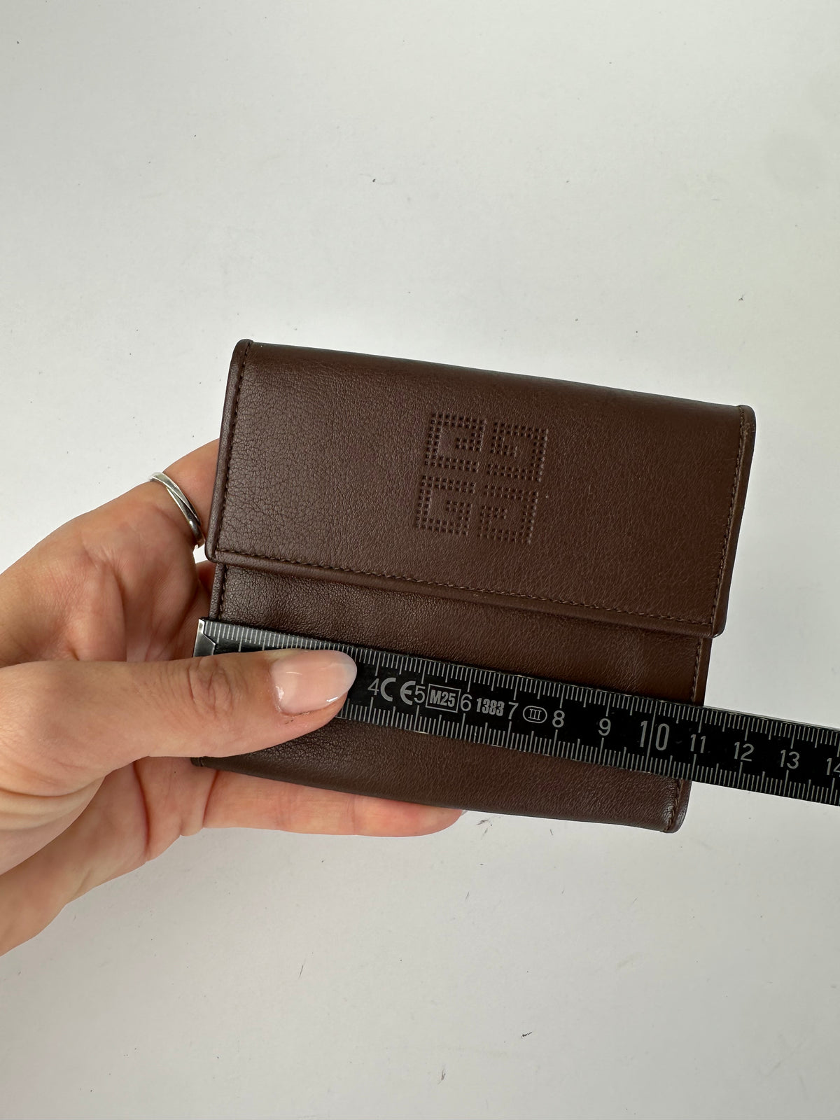 Vintage Givenchy Grained Leather Bifold Wallet Late 1990s Dark Brown
