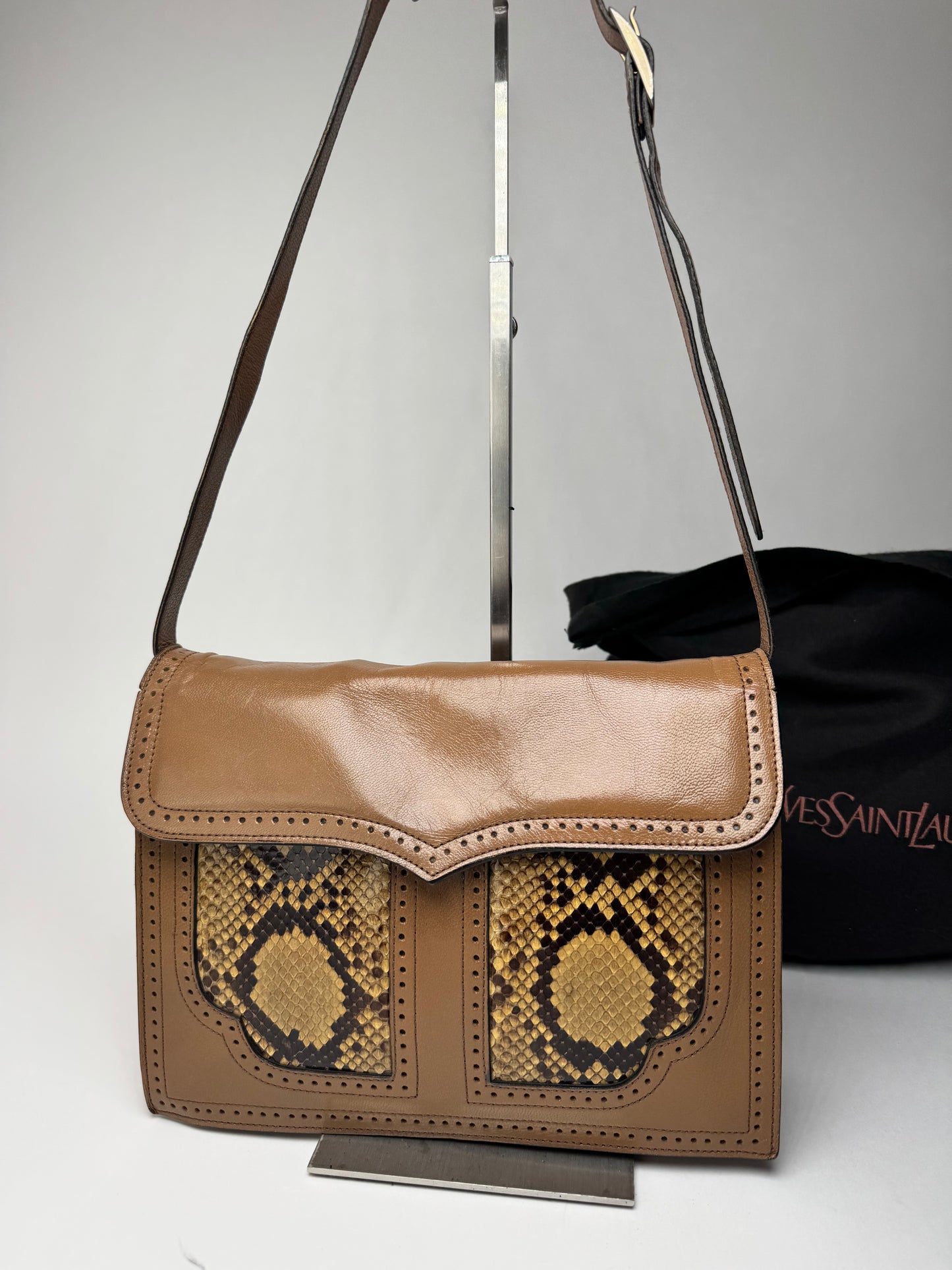 Vintage Yves Saint Laurent Leather snake bag brown