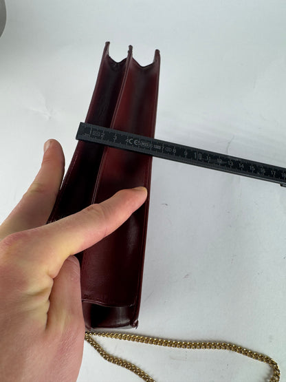 Vintage Cartier Leather Shoulder Bag Burgundy