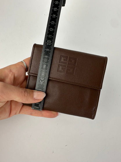 Vintage Givenchy Grained Leather Bifold Wallet Late 1990s Dark Brown