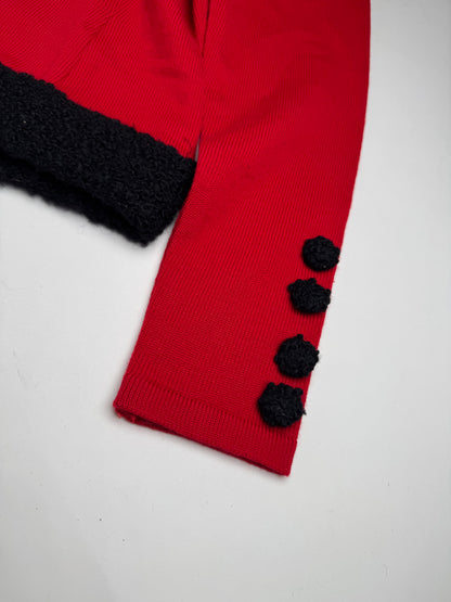 Vintage Courreges Wool Sweater Red Black M