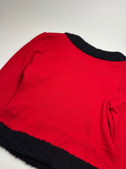 Vintage Courreges Wool Sweater Red Black M