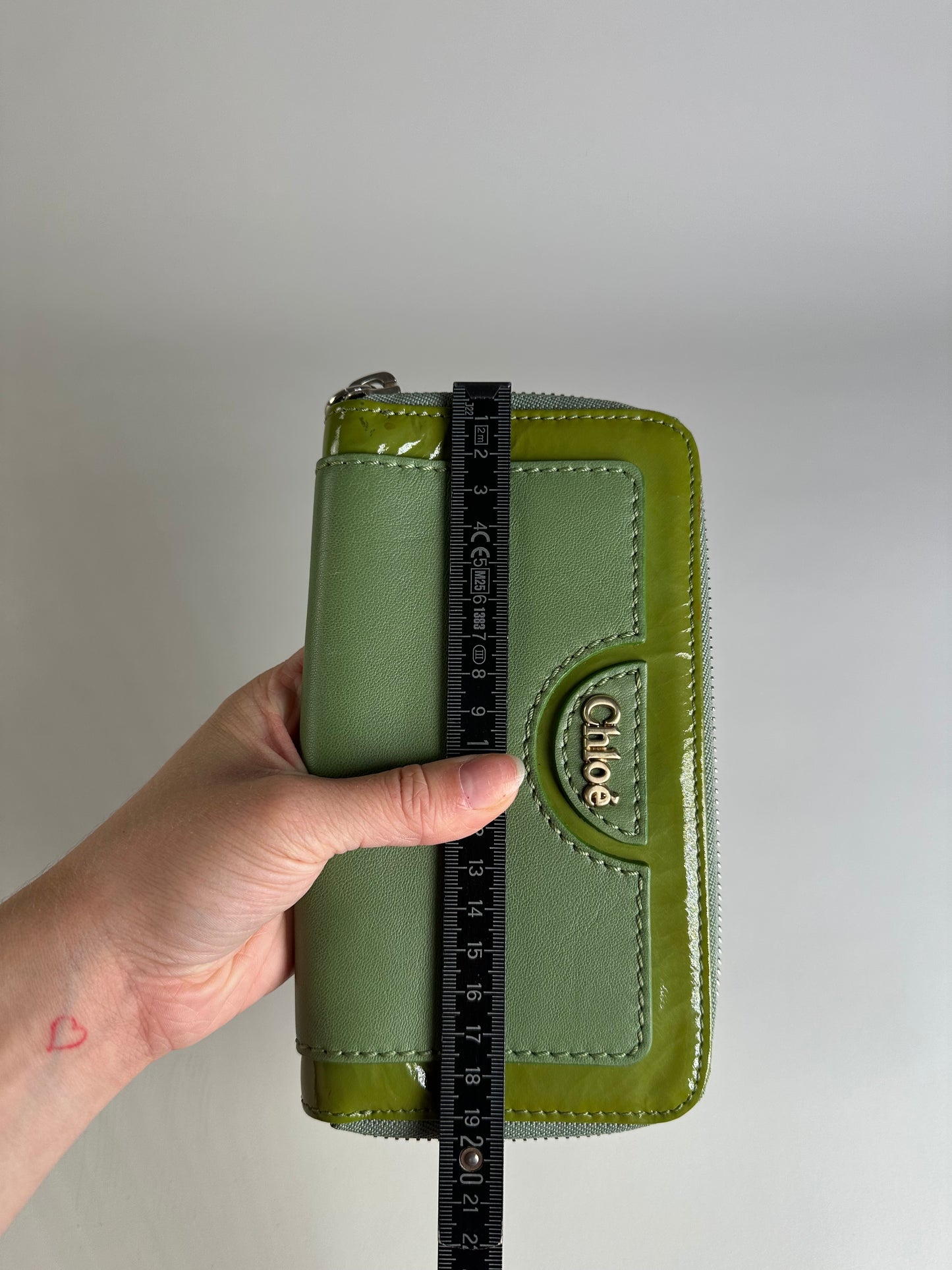 Vintage Chloe Patent Leather Wallet Green Silver