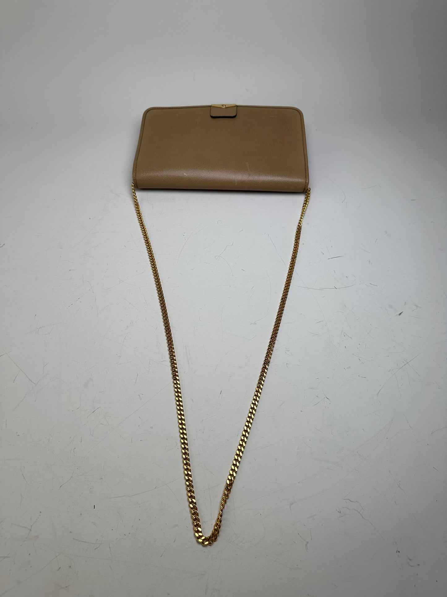 Vintage Dior Leather Shoulder Bag Beige Gold-tone Clasp